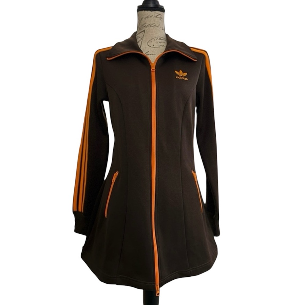 NWOT Retro/Vintage long Adidas Brown and Orange Track Jacket, Size Medium